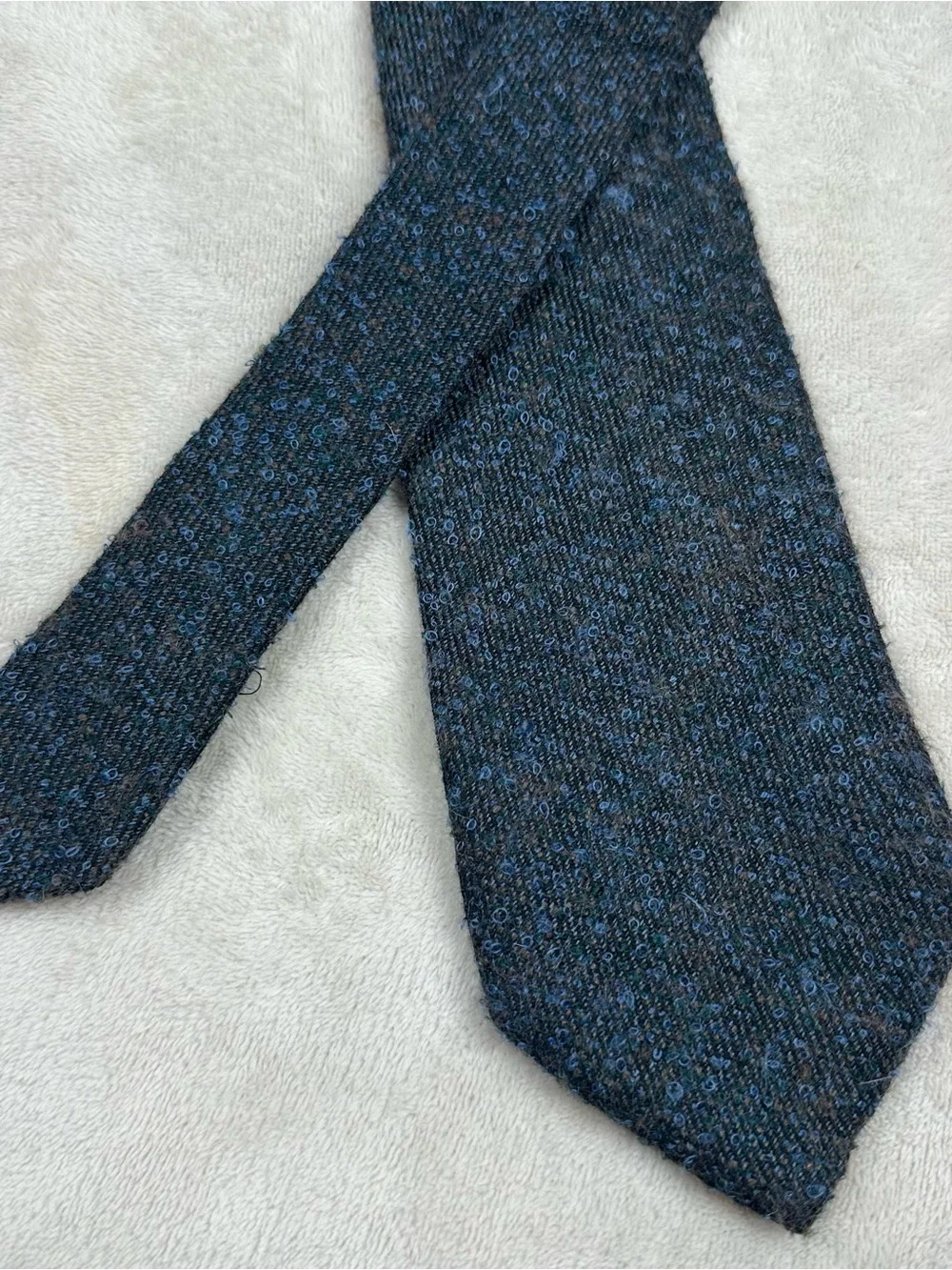 Dolce & Gabbana Cravatte Mohair Wool Textured Tie Blue Made in Italy